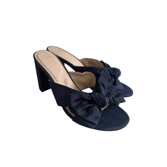Draper James Navy Bow Heeled Sandals - Picture 5 of 12